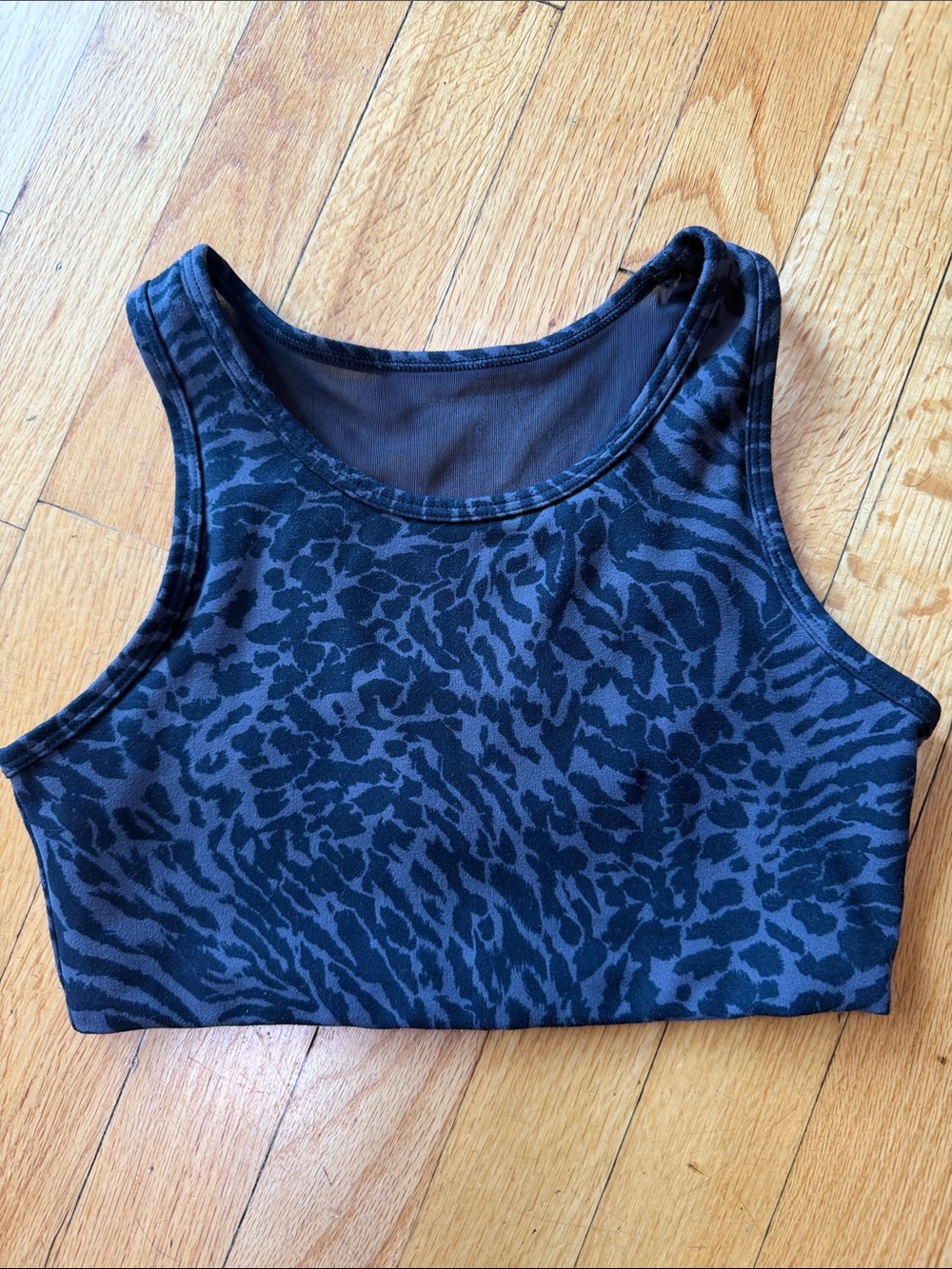 all in motion Black and Charcoal Animal Print Crop Tank